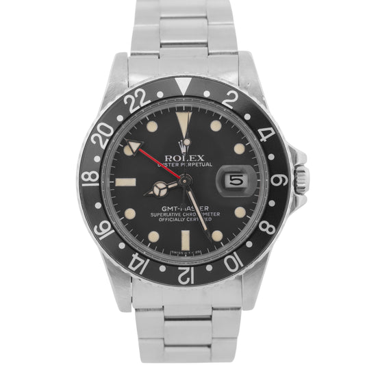 Rolex GMT-Master Black Red Date MATTE Stainless Steel PATINA 40mm Oyster 16750