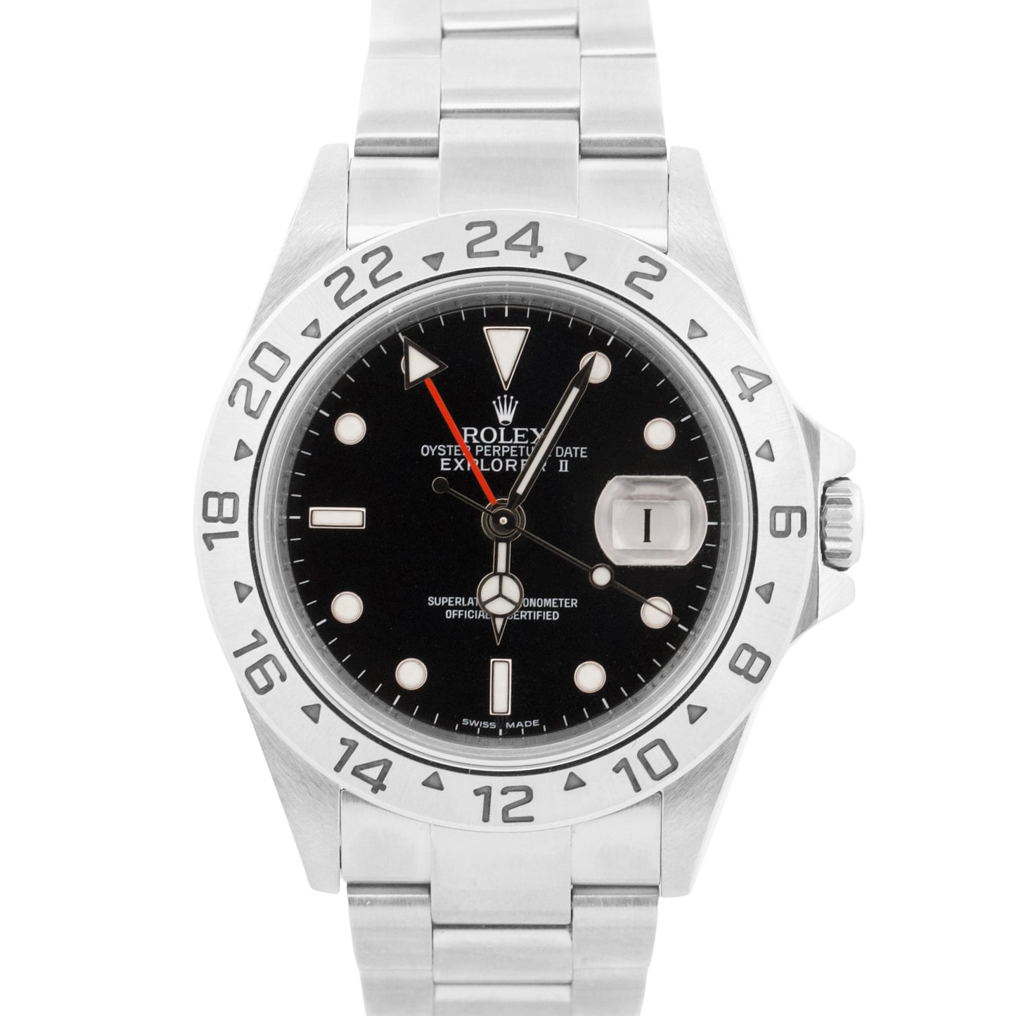 PAPERS Rolex Explorer II 40mm 3186 BLACK Red REHAUT Steel 16570 Watch BOX