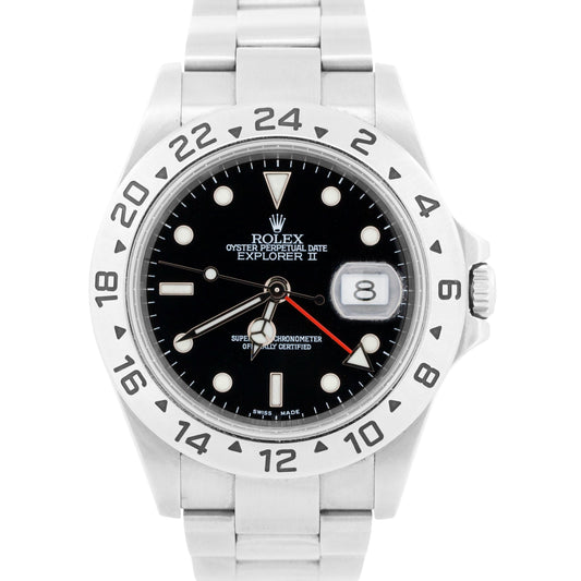 PAPERS Rolex Explorer II 40mm BLACK Stainless Steel NO-HOLES 16570 Watch BOX