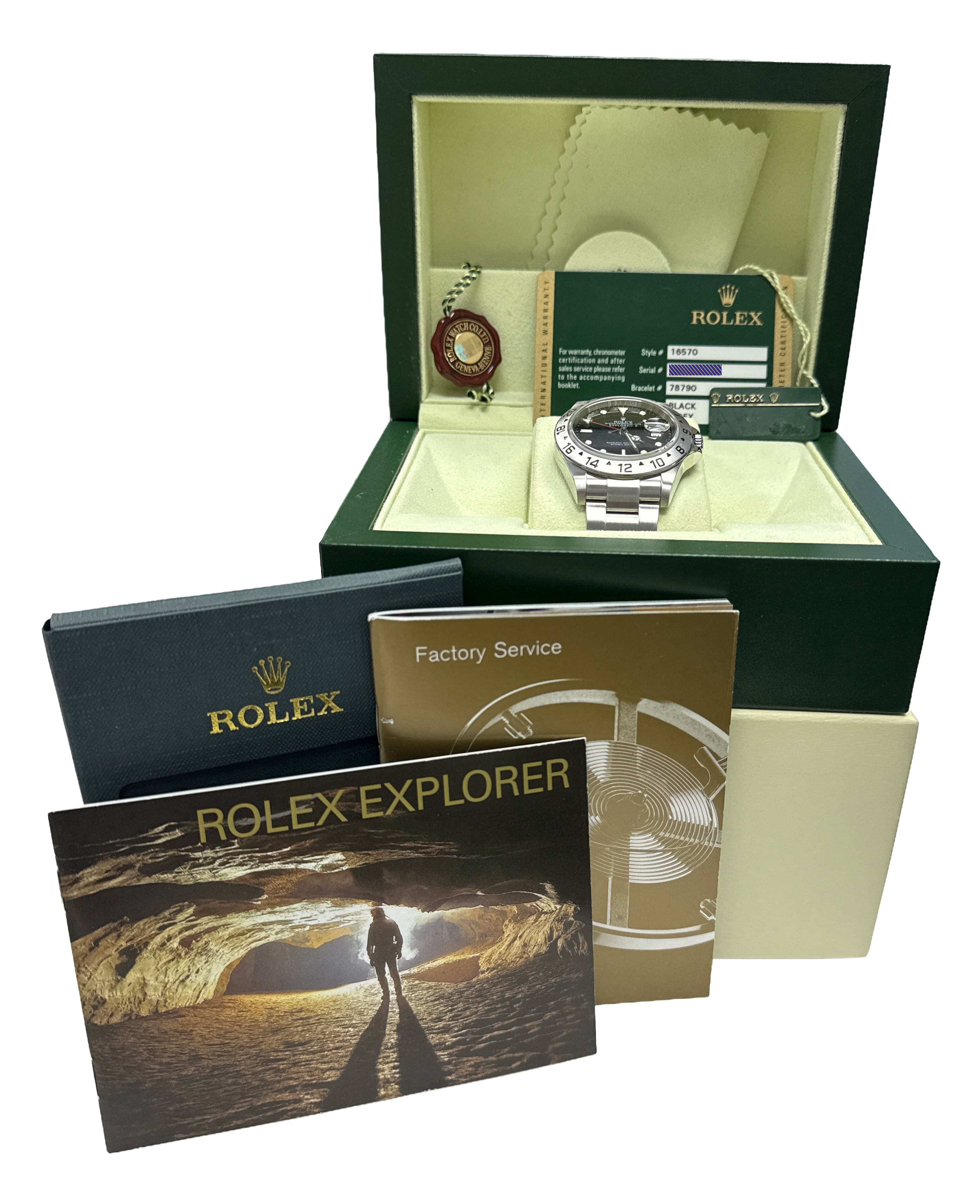 PAPERS Rolex Explorer II 40mm BLACK Steel 3186 NO-HOLES Rehaut