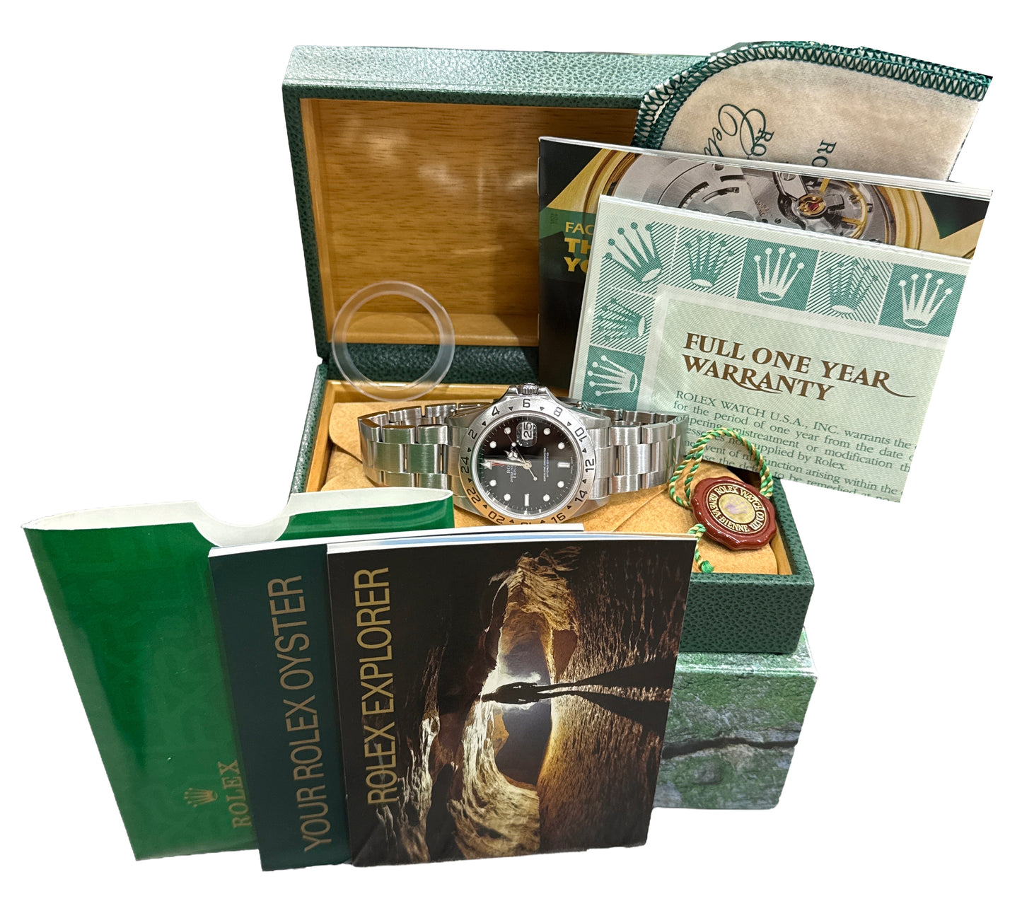 2002 PAPERS Rolex Explorer II 40mm BLACK Stainless Steel 16570 Oyster Watch BOX