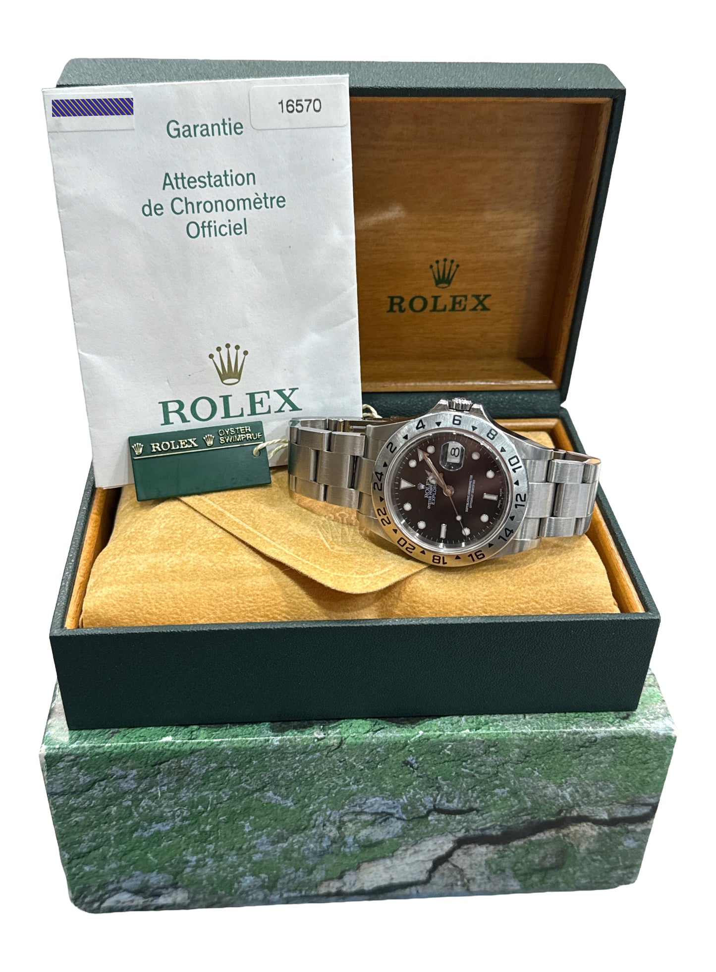 PAPERS Rolex Explorer II 40mm BLACK Stainless Steel NO-HOLES 16570 Watch BOX