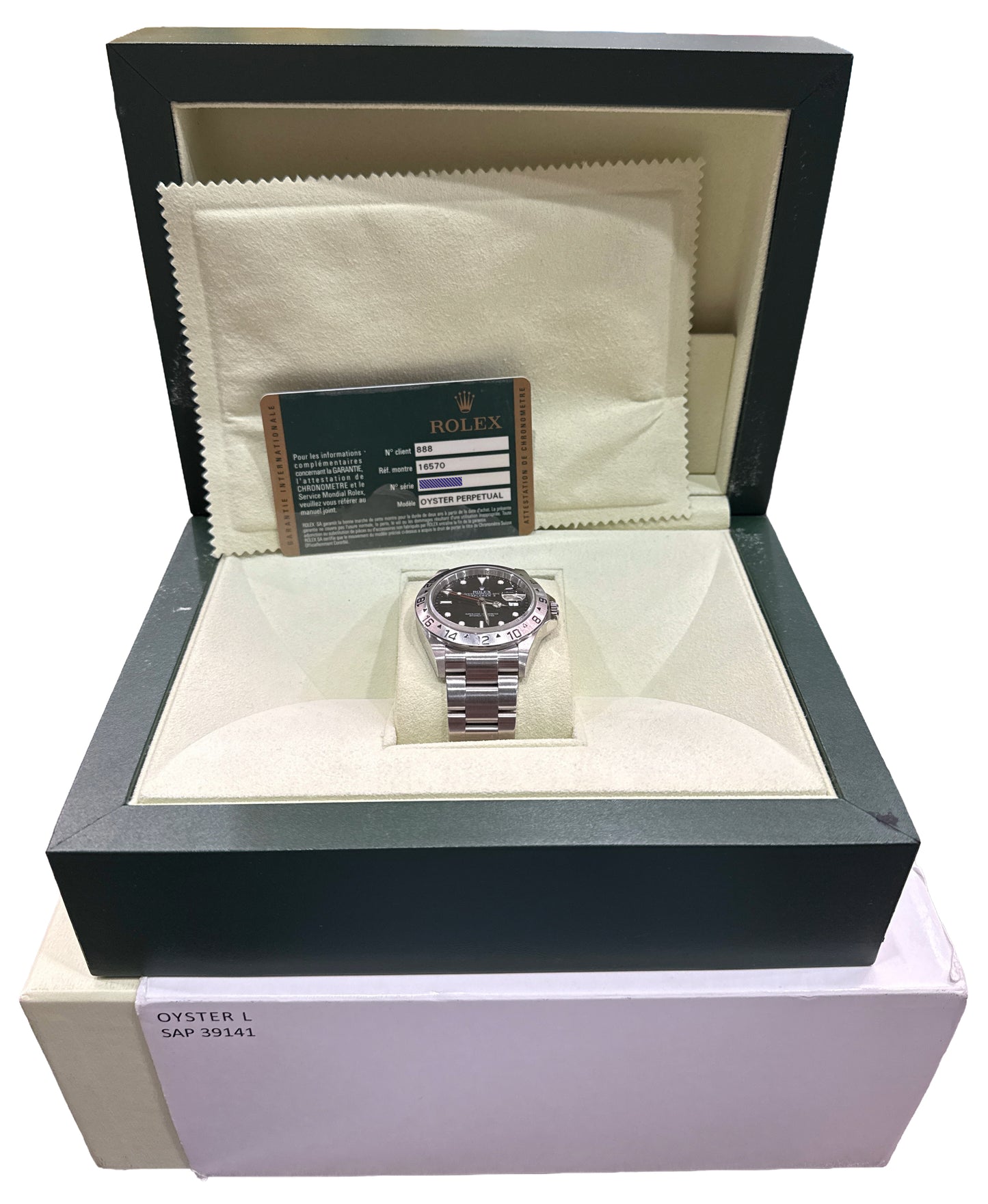 PAPERS Rolex Explorer II 40mm 3186 BLACK Red REHAUT Steel 16570 Watch BOX