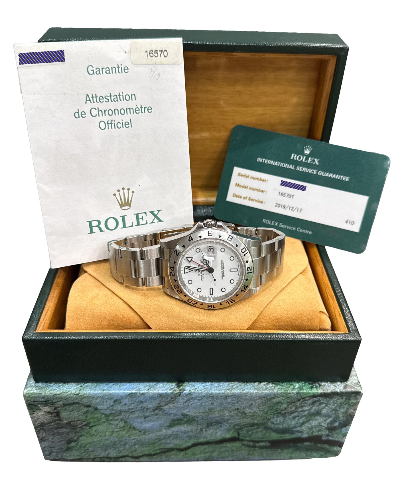2019 RSC PAPERS Rolex Explorer II POLAR White 40mm NO-HOLES Steel 16570 BOX
