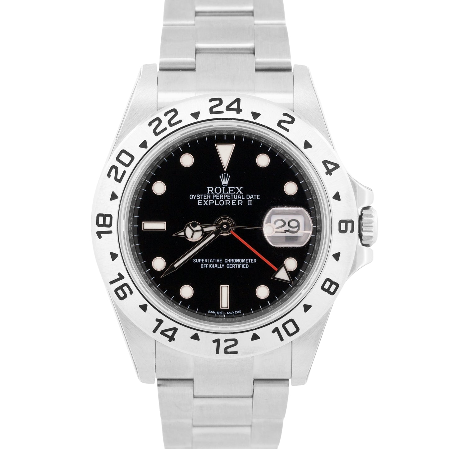 NOS STICKERED Rolex Explorer II 40mm BLACK REHAUT Steel 3186 Watch 16570 BOX