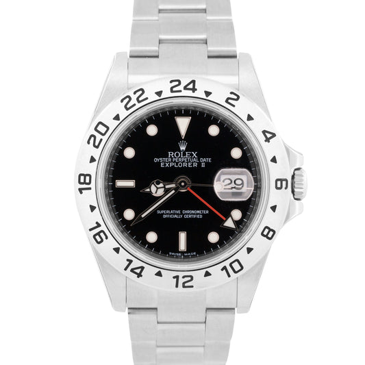 NOS STICKERED Rolex Explorer II 40mm BLACK REHAUT Steel 3186 Watch 16570 BOX