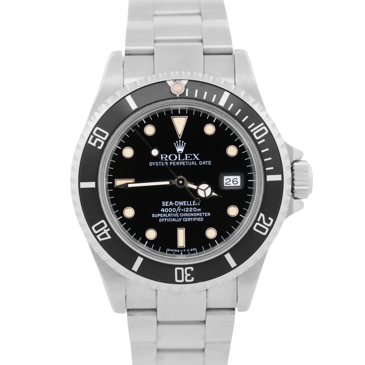 UNPOLISHED 1990 Rolex Sea-Dweller 16600 40mm BLACK Oyster Stainless Steel Watch