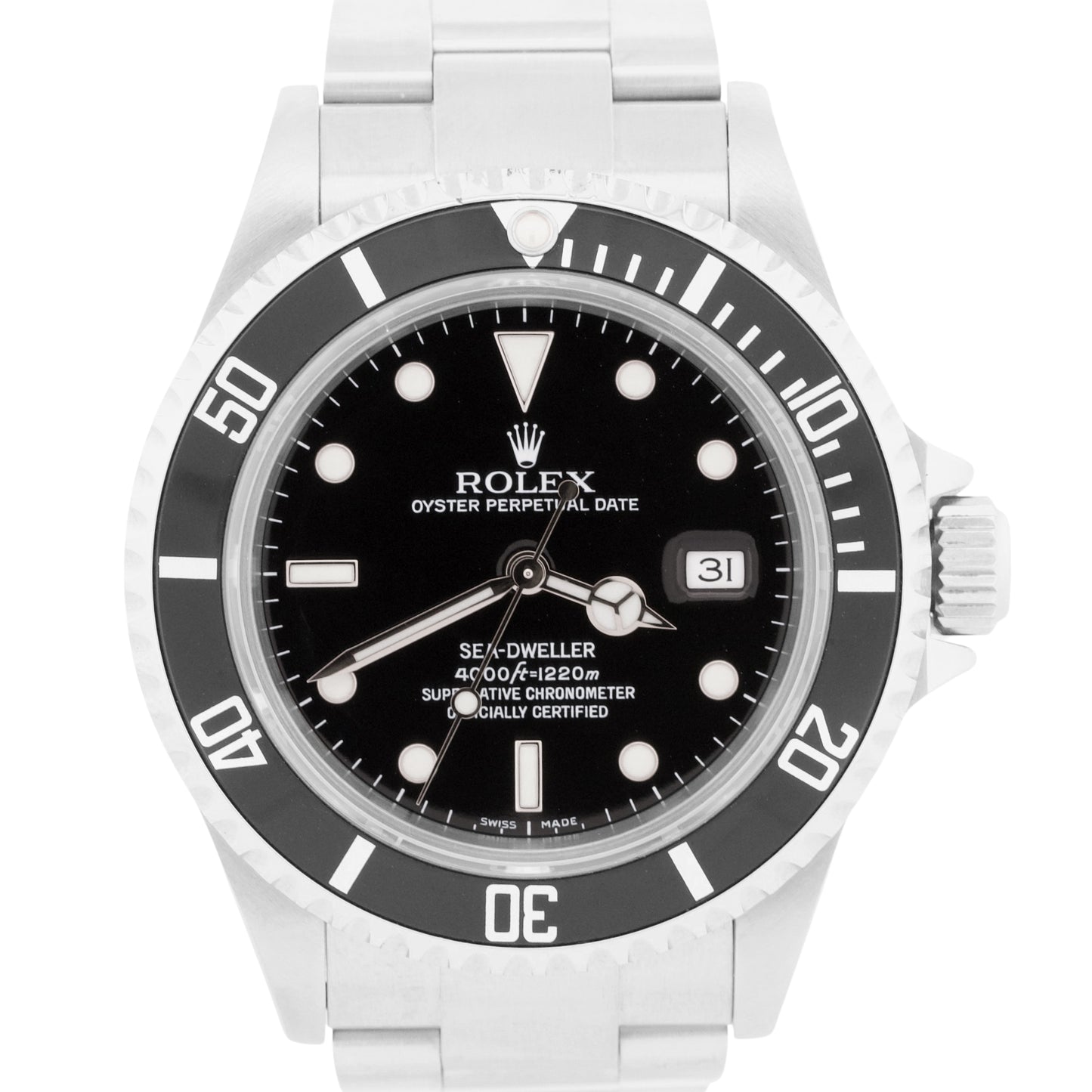 Rolex Sea-Dweller 40mm Black Oyster NO-HOLES Stainless Steel Date Watch 16600