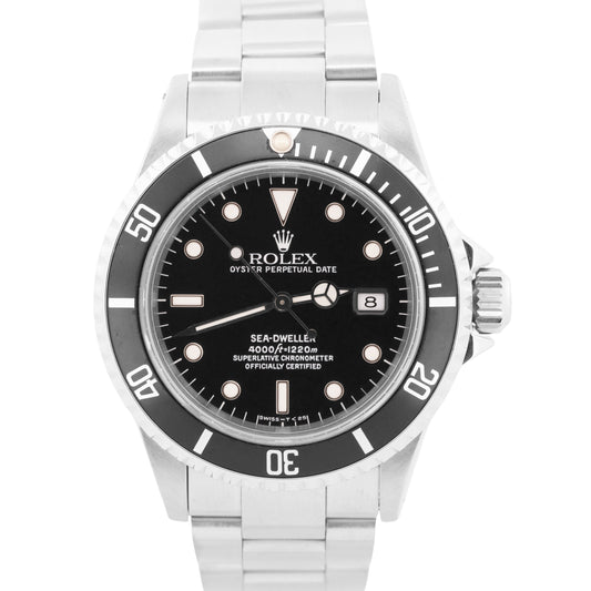 PAPERS Rolex Sea-Dweller BLACK 40mm Stainless Steel Oyster 16600 Dive Watch BOX