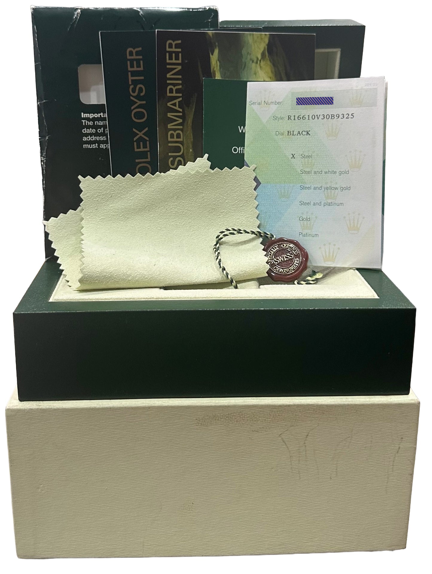 PAPERS Rolex Submariner Date 40mm KERMIT Green Stainless NO-HOLES 16610 LV BOX