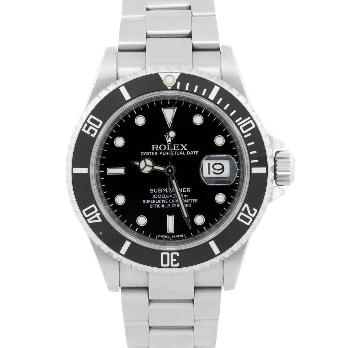 Unpolished 2010 Rolex Submariner 16610 Black Rehaut No-Holes 40mm Box Papers