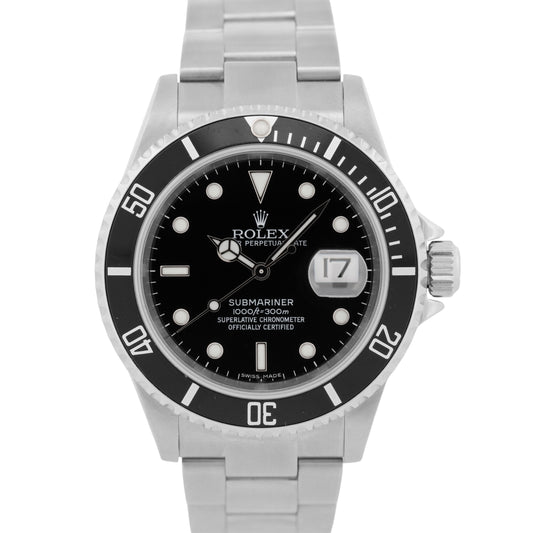 Rolex Submariner Date 16610 40mm Black NO-HOLES CASE Z-Serial 2007 Steel Watch