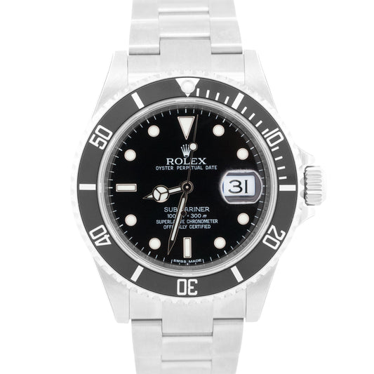 NEW STICKERED Rolex Submariner Date BLACK Steel 40mm RANDOM SERIAL Watch 16610