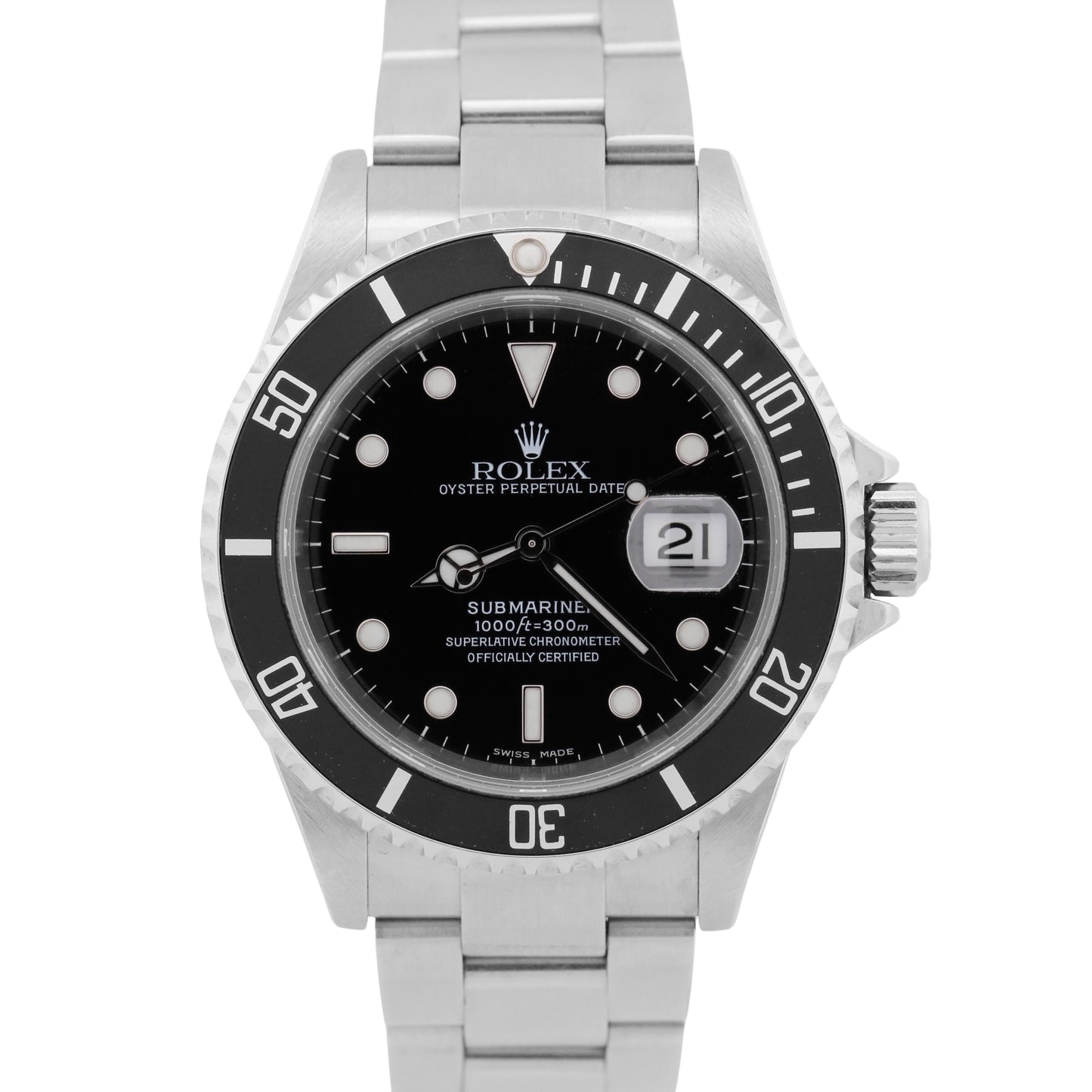 UNPOLISHED 2005 PAPERS Rolex Submariner Date BLACK Steel 40mm 16610 Watch BOX