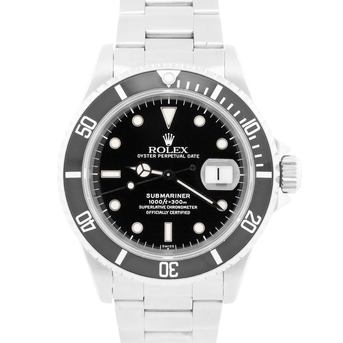 1999 PAPERS Rolex Submariner Date BLACK Steel SWISS ONLY 40mm 16610 Watch BOX