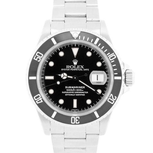 1999 PAPERS Rolex Submariner Date BLACK Steel SWISS ONLY 40mm 16610 Watch BOX