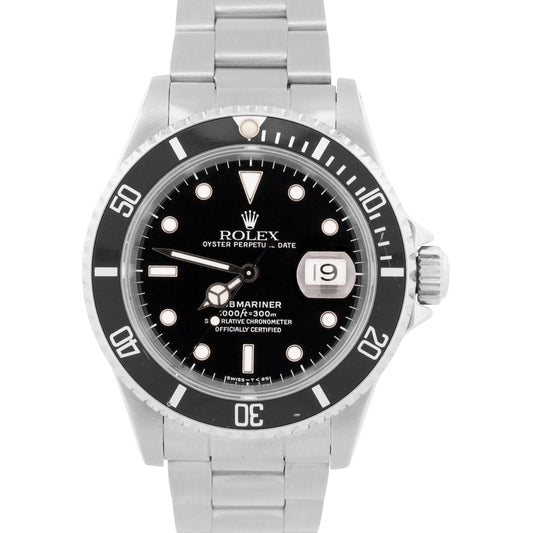 1993 Rolex Submariner Date 16610 Black Stainless Steel Automatic 40mm Watch