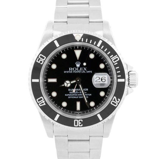 1999 Rolex Submariner Date 16610 Black Swiss Only Steel 40mm Watch Box Papers