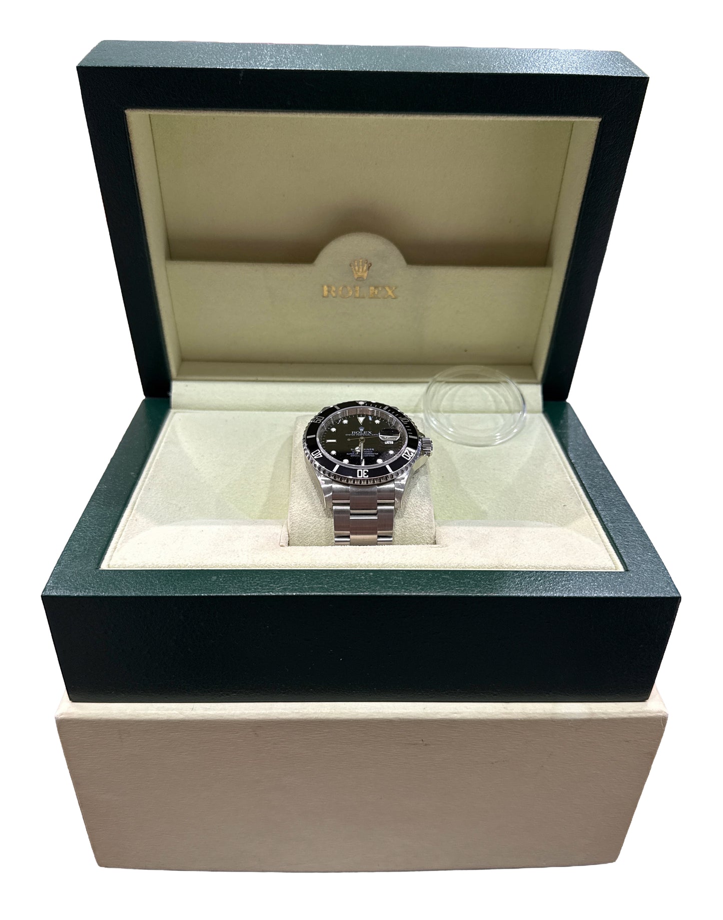 NOS STICKERED Rolex Submariner Date BLACK Steel RANDOM SERIAL 40mm 16610 BOX