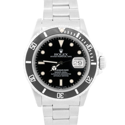 1991 Rolex Submariner Date PATINA BLACK Stainless Steel 40mm Oyster Watch 16610