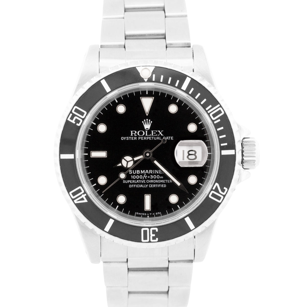 1991 Rolex Submariner Date BLACK Stainless Steel 40mm Oyster Dive Watch 16610
