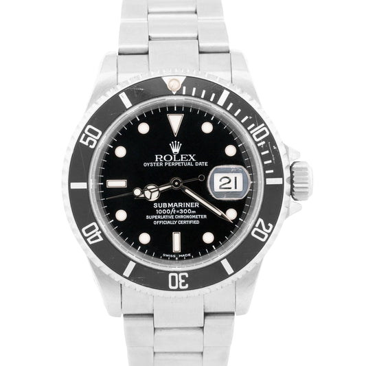 UNPOLISHED 2020 RSC PAPERS Rolex Submariner Date BLACK Steel 40mm 16610 BOX