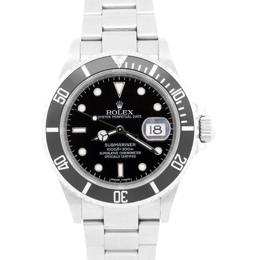 UNPOLISHED PAPERS Rolex Submariner Date REHAUT Black RANDOM SERIAL 16610 BOX