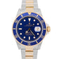 Rolex Submariner Date 40mm BLUE Stainless Steel 18K Yellow Gold Oyster 16613