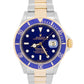 Rolex Submariner Date 40mm Blue NO-HOLES Stainless Steel 18K GOLD BUCKLE 16613