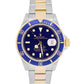 Rolex Submariner Date 40mm BLUE No-Holes REHAUT Steel 18K Yellow Gold 16613