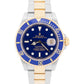 UNPOLISHED PAPERS Rolex Submariner 40mm BLUE 18K Steel GOLD BUCKLE 16613 BOX