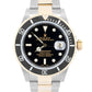 2000 Rolex Submariner Date 16613 Black 18K Yellow Gold Two-Tone Steel 40mm Watch