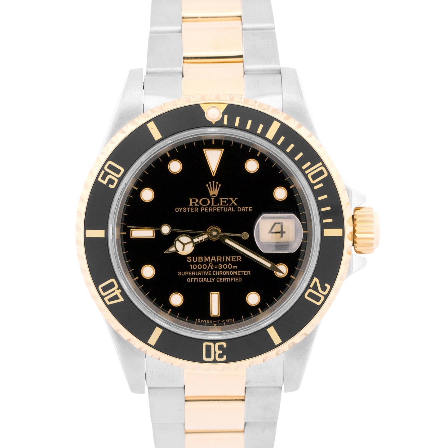 1993 Rolex Submariner Date 40mm BLACK 18K Yellow Gold Stainless Steel 16613