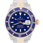 MINT Rolex Submariner Date 40mm BLUE 18K Yellow Gold Stainless Steel 16613 Watch