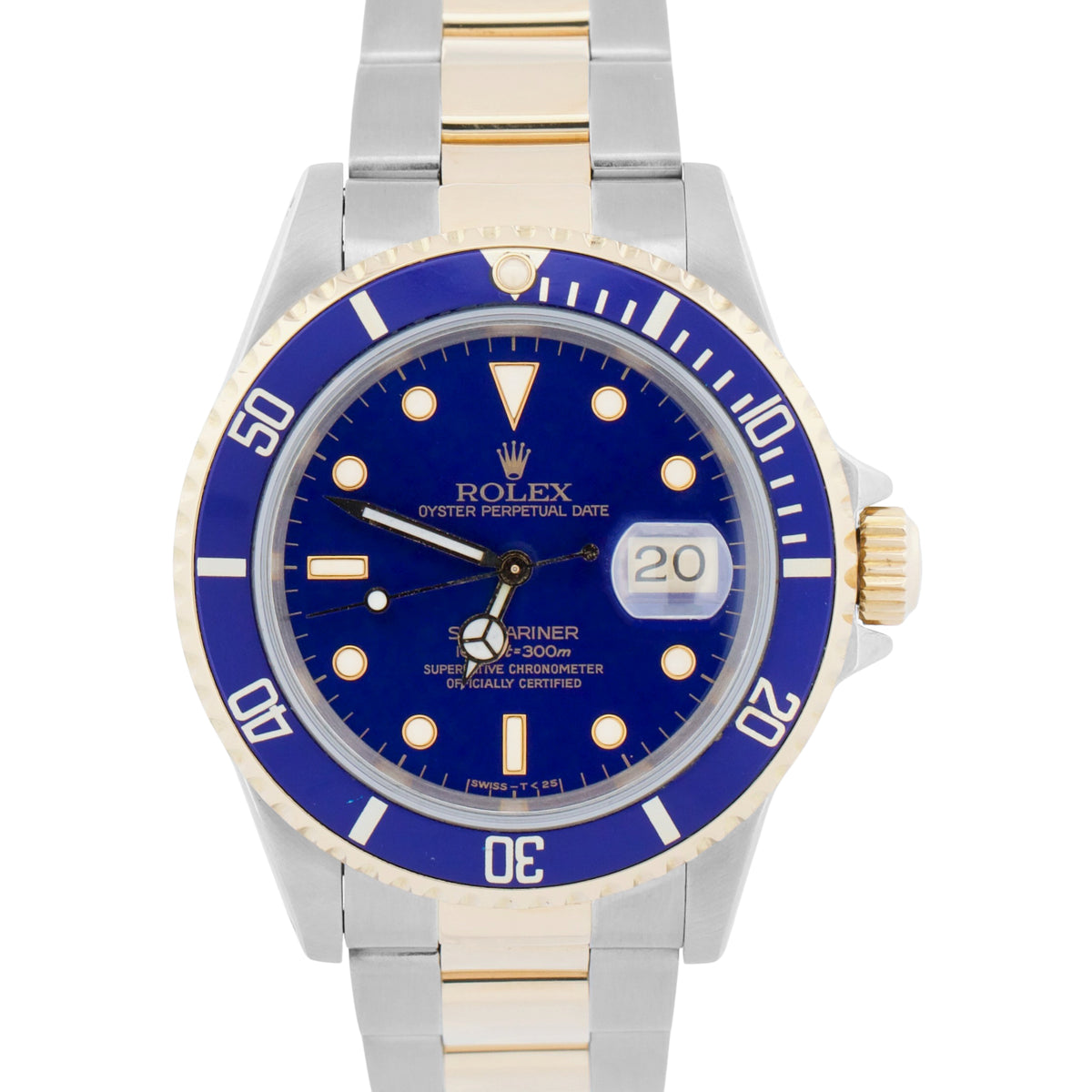 1988 Rolex Submariner Date 16613 Blue Two-Tone 18K Yellow Gold Steel 40mm Watch
