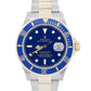 Rolex Submariner Date 40mm BLUE 18K Gold No-Holes Steel GOLD BUCKLE 16613 Watch