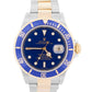 PAPERS Rolex Submariner 40mm BLUE 18K Yellow GOLD BUCKLE Stainless 16613 BOX