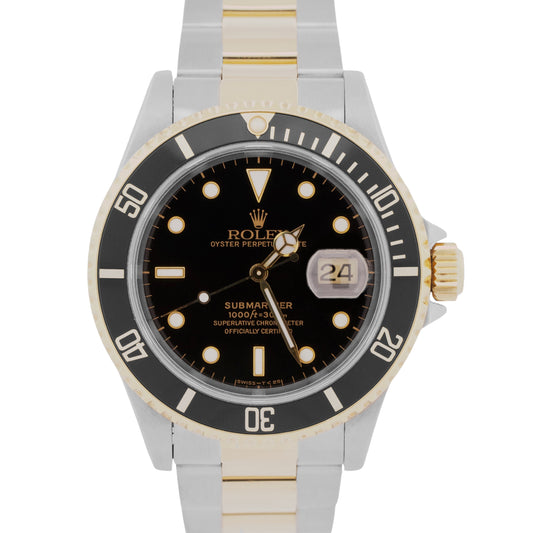 2021 RSC PAPERS Rolex Submariner Date 40mm BLACK Steel 18K Gold Watch 16613 BOX