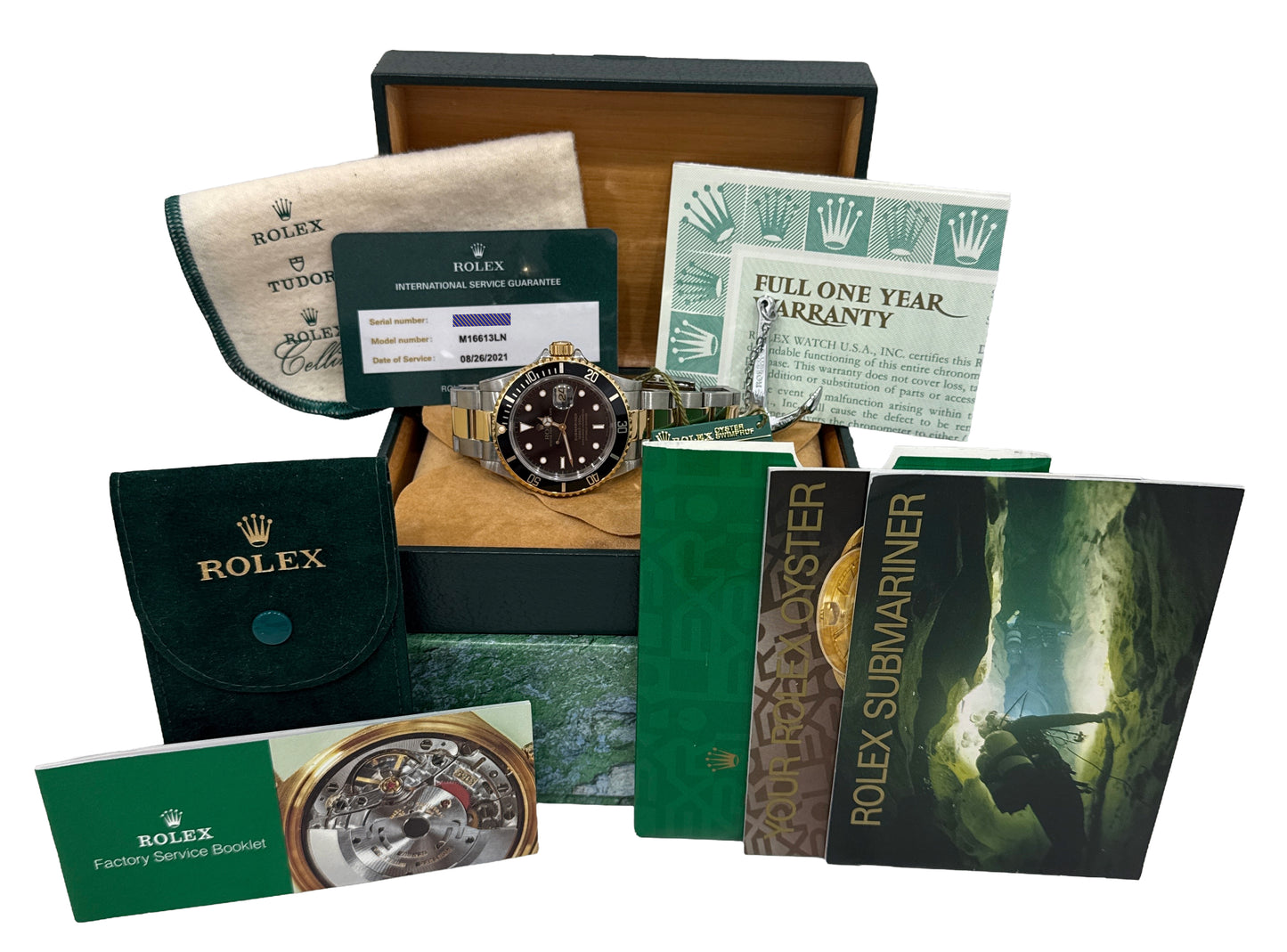 2021 RSC PAPERS Rolex Submariner Date 40mm BLACK Steel 18K Gold Watch 16613 BOX