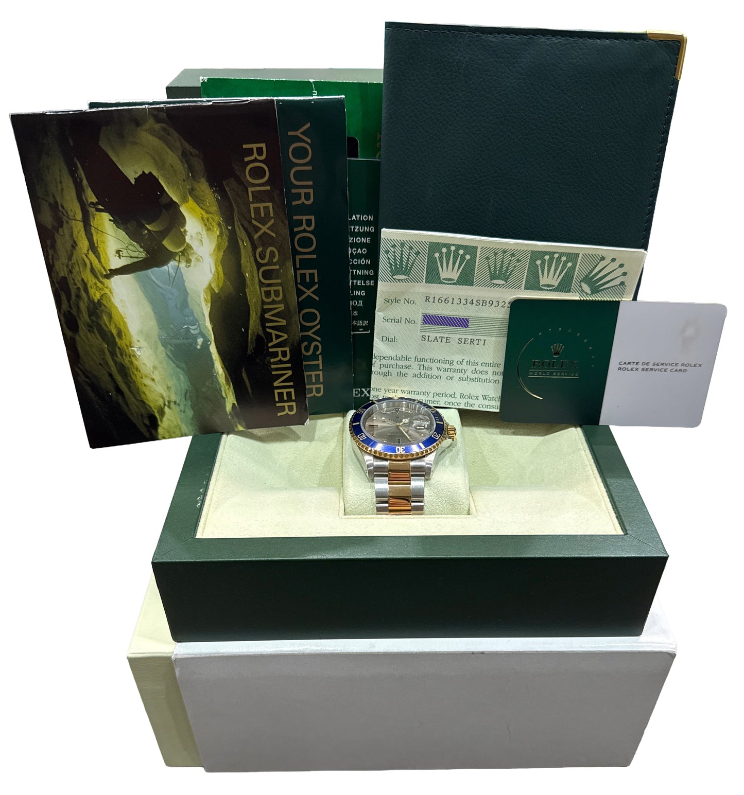 2024 RSC PAPERS Rolex Submariner 40mm SERTI SLATE DIAMOND Blue 18K 16613 BOX