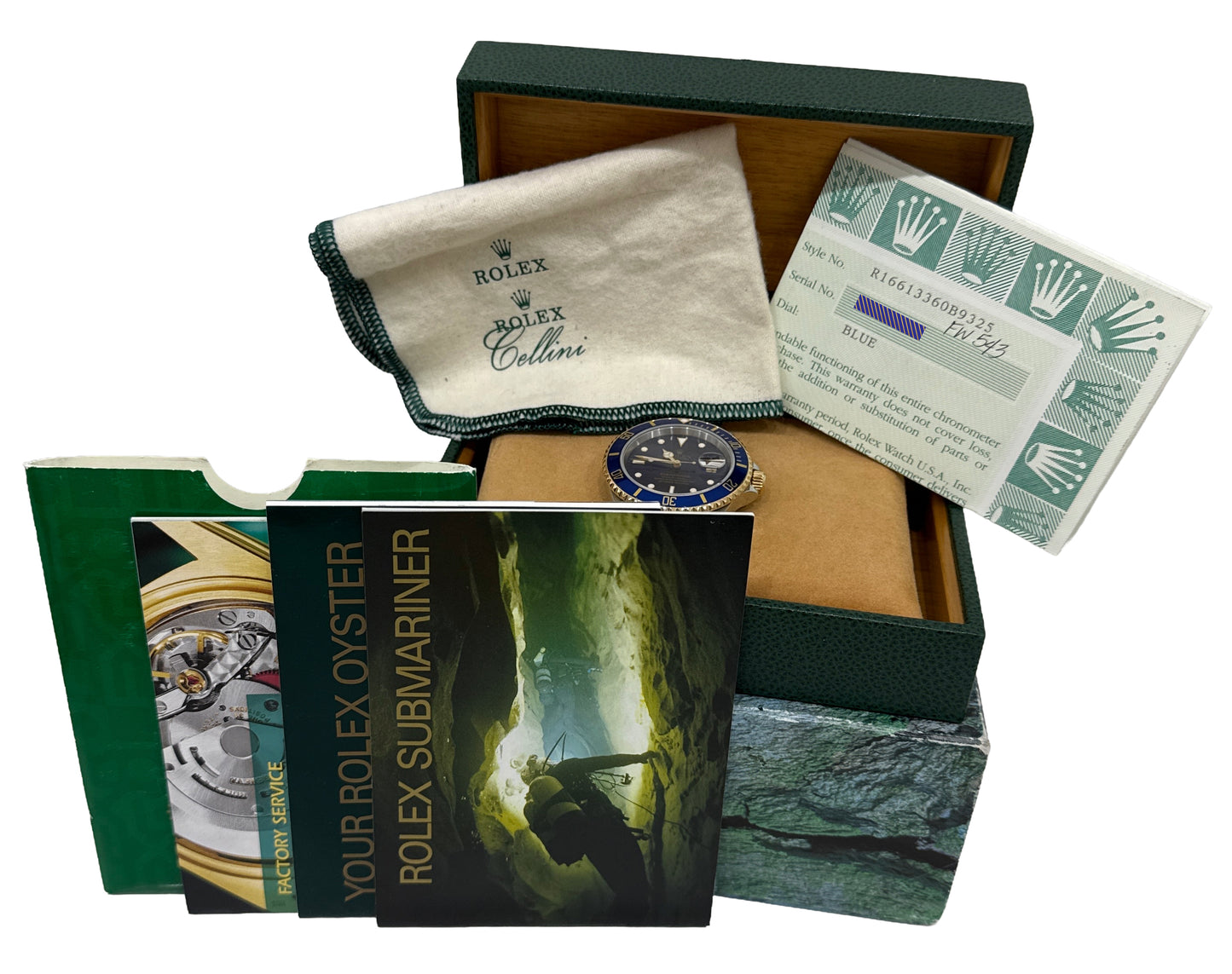 PAPERS Rolex Submariner Date 40mm BLUE 18K Steel GOLD BUCKLE Watch 16613 BOX