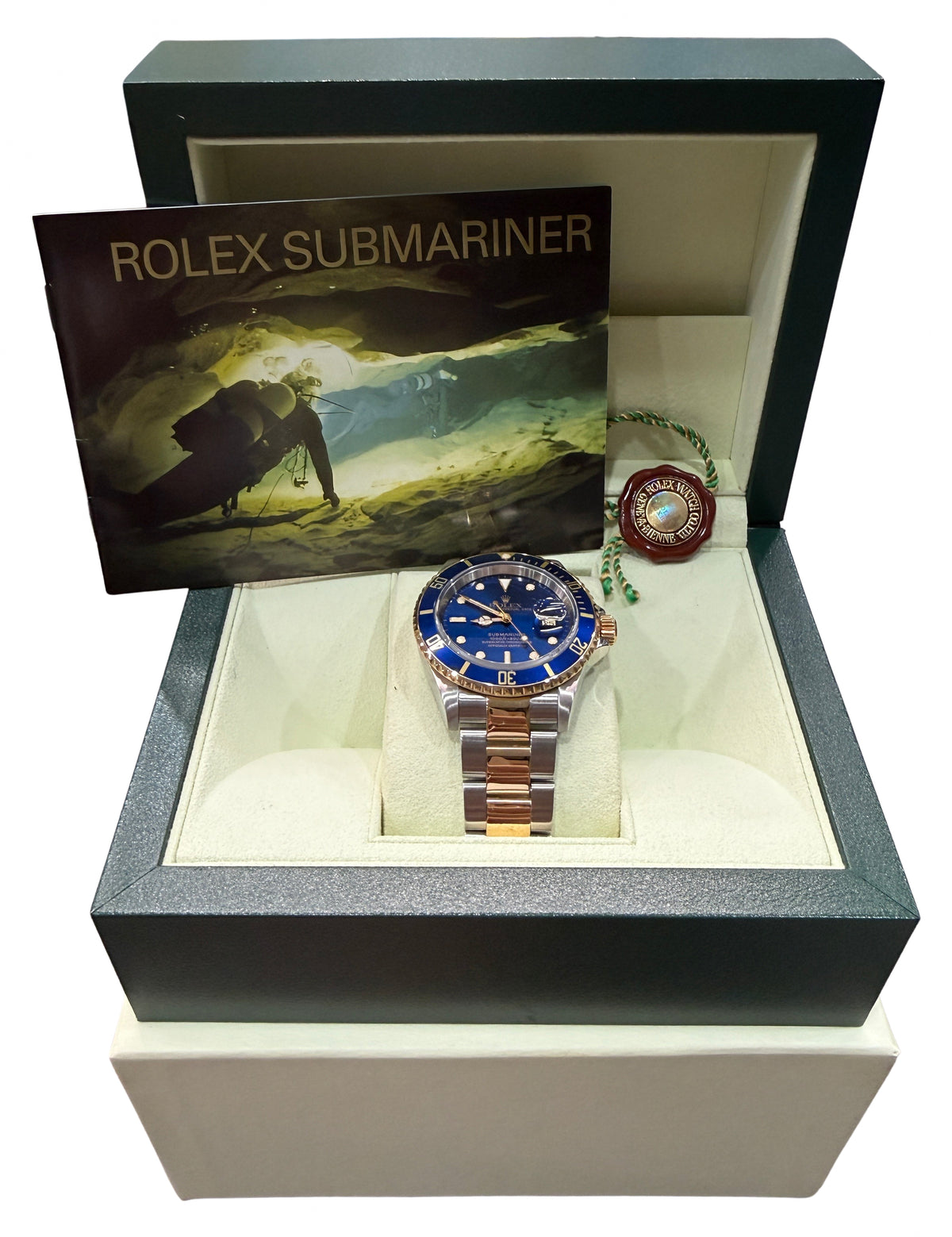 Rolex Submariner Date BLUE Two-Tone 18K GOLD BUCKLE Steel 40mm 16613 Watch