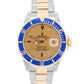 Rolex Submariner Date 40mm CHAMPAGNE DIAMOND Blue 18K Yellow Gold Steel 16613