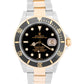 2006 PAPERS Rolex Submariner 40mm Black NO-HOLES 18K Steel Gold Watch 16613 BOX