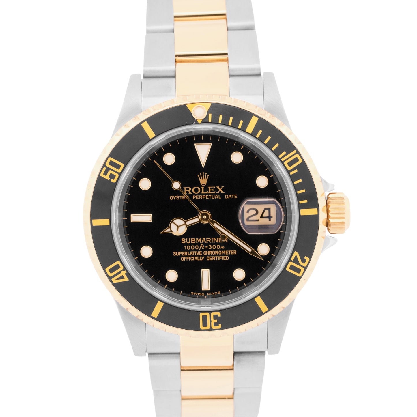 2017 RSC Rolex Submariner Date 40mm BLACK 18K Yellow Gold NO-HOLES Steel 16613