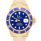 2004 PAPERS Rolex Submariner Date BLUE 18K Yellow Gold 40mm Watch 16618 LB BOX