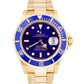 Rolex Submariner Date BLUE 18K Yellow Gold 40mm Oyster Automatic 16618 Watch