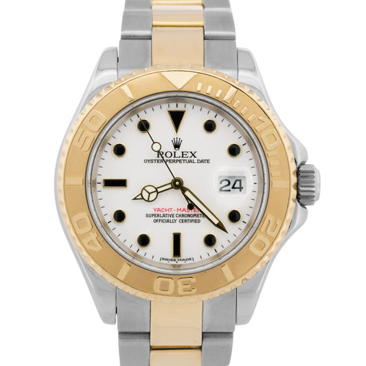 Rolex Yacht-Master 40mm WHITE 18K Two-Tone 18K Yellow Gold Steel 16623 Watch