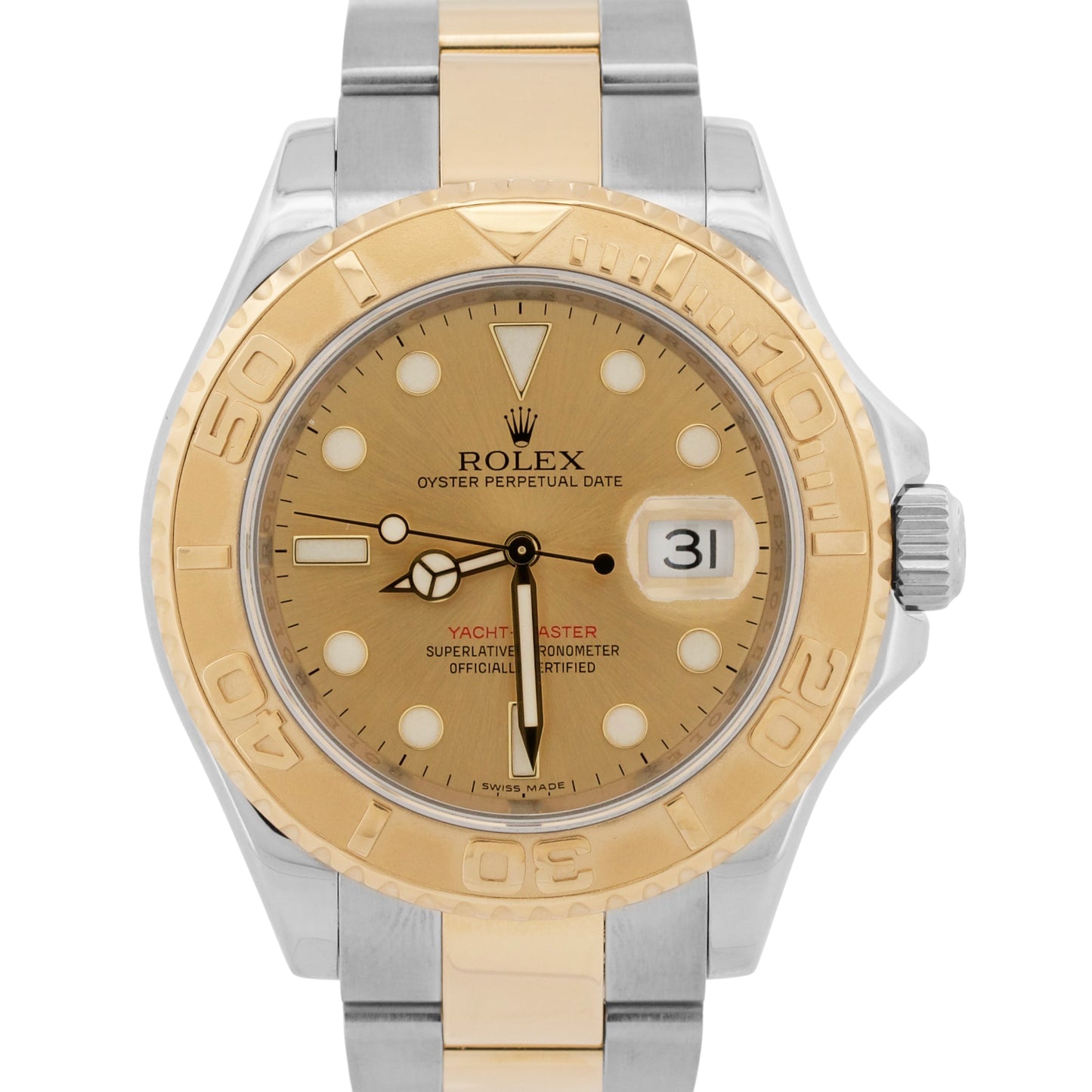 Rolex Yacht-Master 40mm CHAMPAGNE Two-Tone REHAUT 18K Yellow Gold Steel 16623