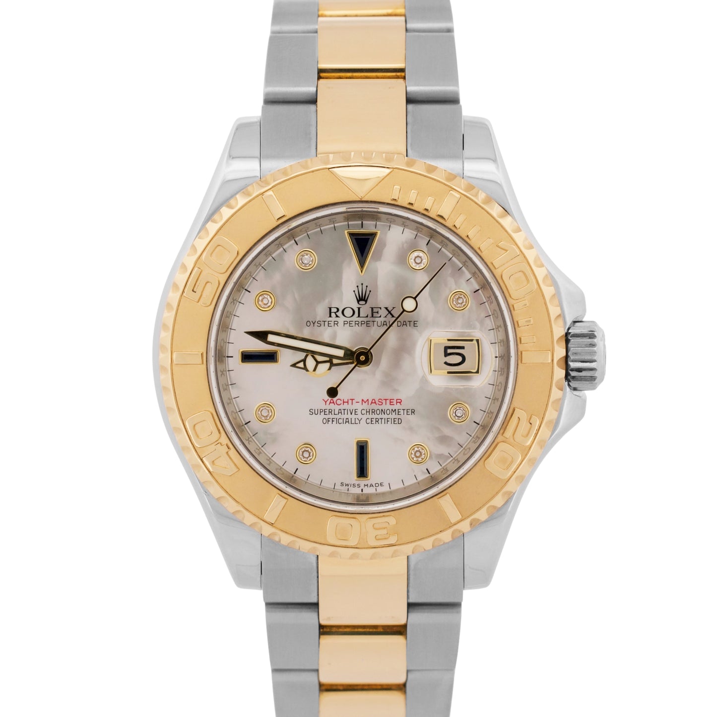 2009 PAPERS Rolex Yacht-Master FACTORY MOP DIAMOND 18K 40mm REHAUT 16623 BOX